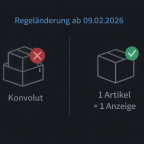 Grafik zur Regeländerung auf Dampfanzeigen.de: Konvolut-Anzeigen sind ab dem 09.02.2026 nicht mehr erlaubt, stattdessen gilt ein Artikel pro Anzeige.